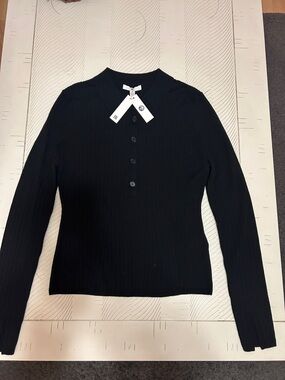 Classic Black Ribbed Long-Sleeve Polo